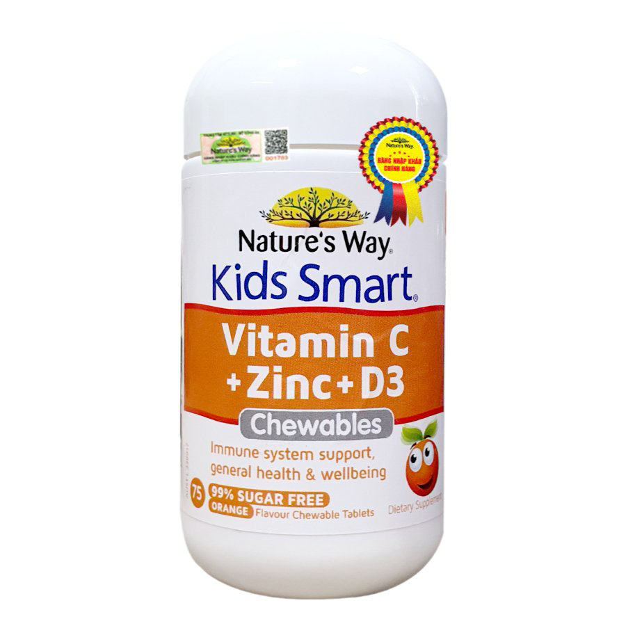 Viên nhai cho trẻ em Smart Vitamin C + Kẽm + D3
