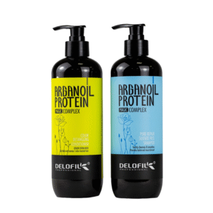 Bộ gội xả phục hồi hư tổn khô xơ dưỡng ẩm giảm gãy rụng Delofil Arganoil Protein 500ml